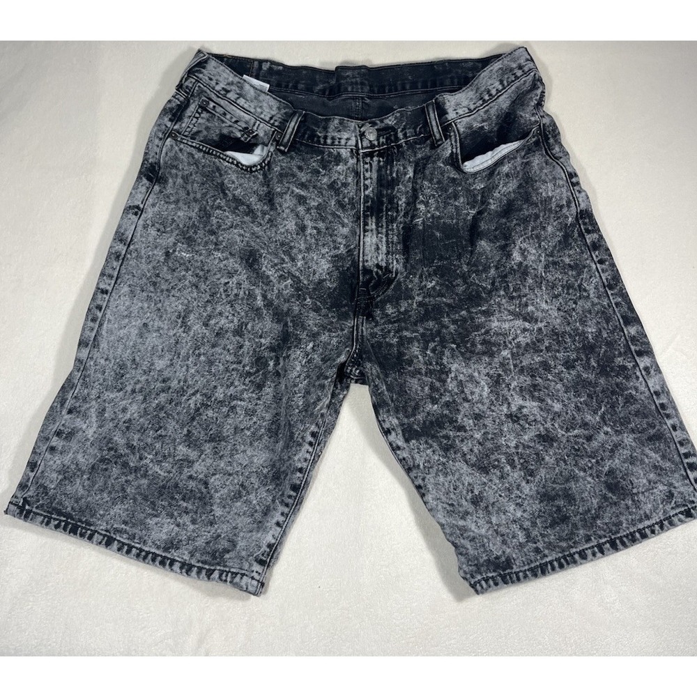 Levi's Denim Shorts Mens 40 Black Gray Acid Wash